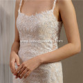 Latest Simple Lace Mermaid Sleeveless wedding dress bridal gowns lace with Train